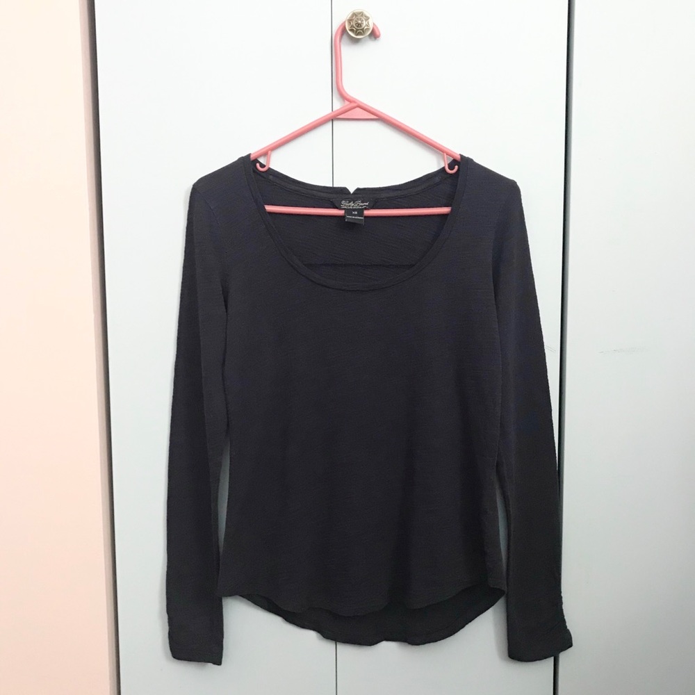 Lucky Brand Navy Long Sleeve Scoop Neck Shirt